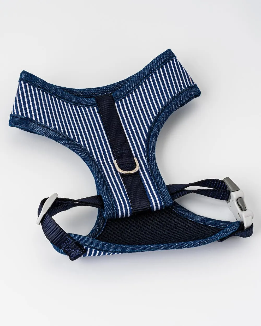 Fabric Dog Harness - Striped Navy