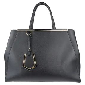 Fendi Black Leather 2Jours Two Way Tote Bag