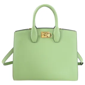 Ferragamo Hedren Green Two Way Tote Bag