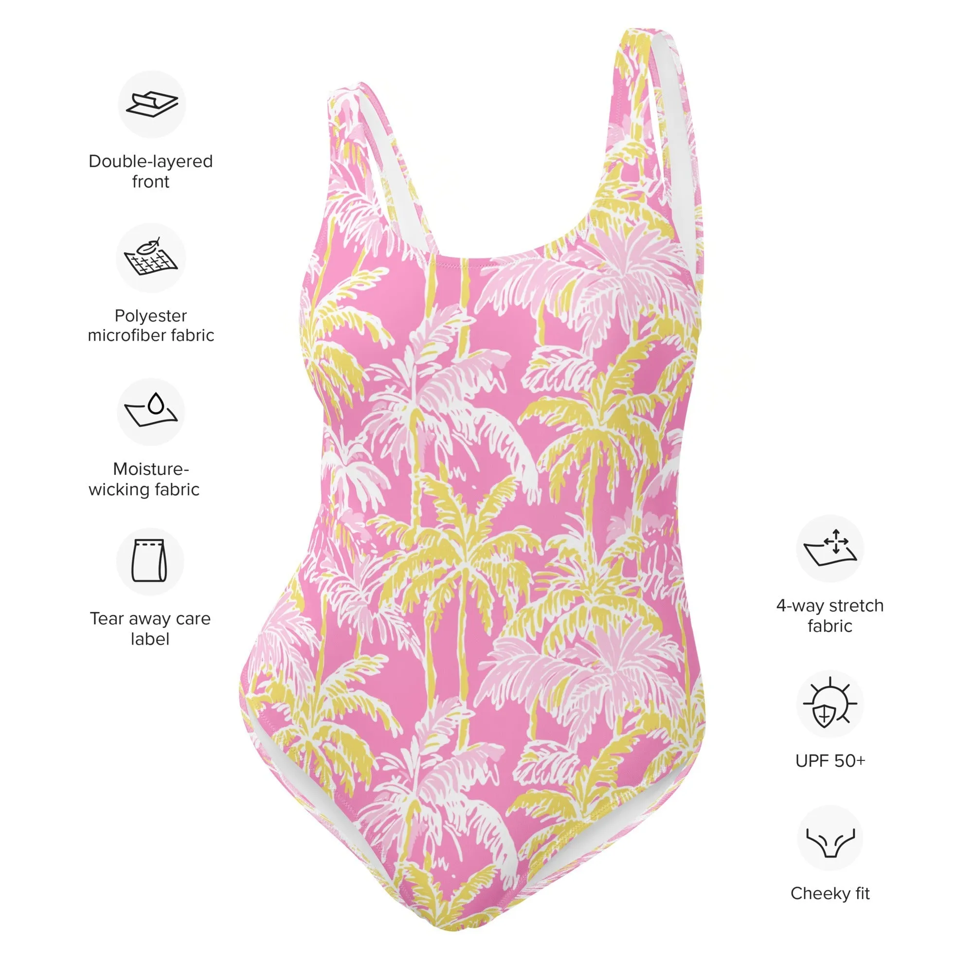 FLORIDA ECO ONE PIECE SWIMSUIT - PINK & YELLOW PALMS