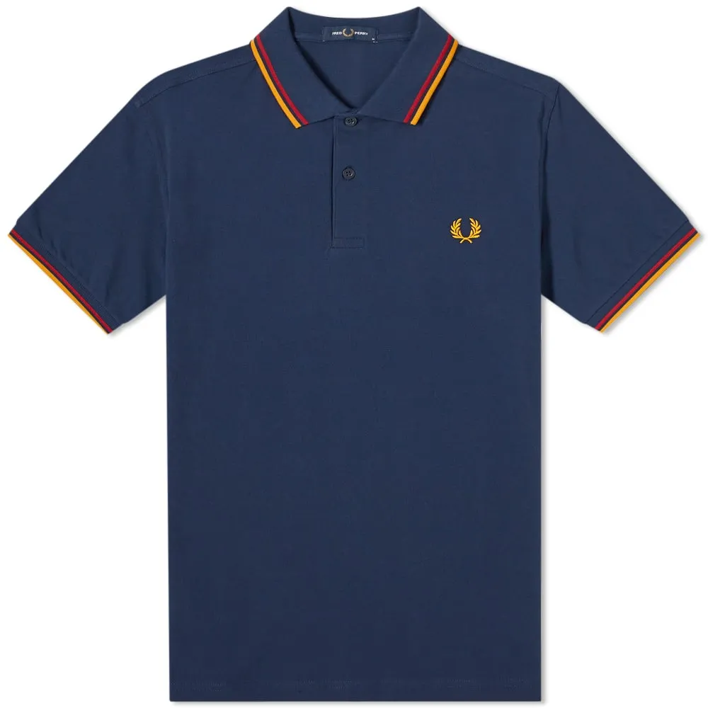 Fred Perry Slim Fit Twin Tipped PoloRed & Amber