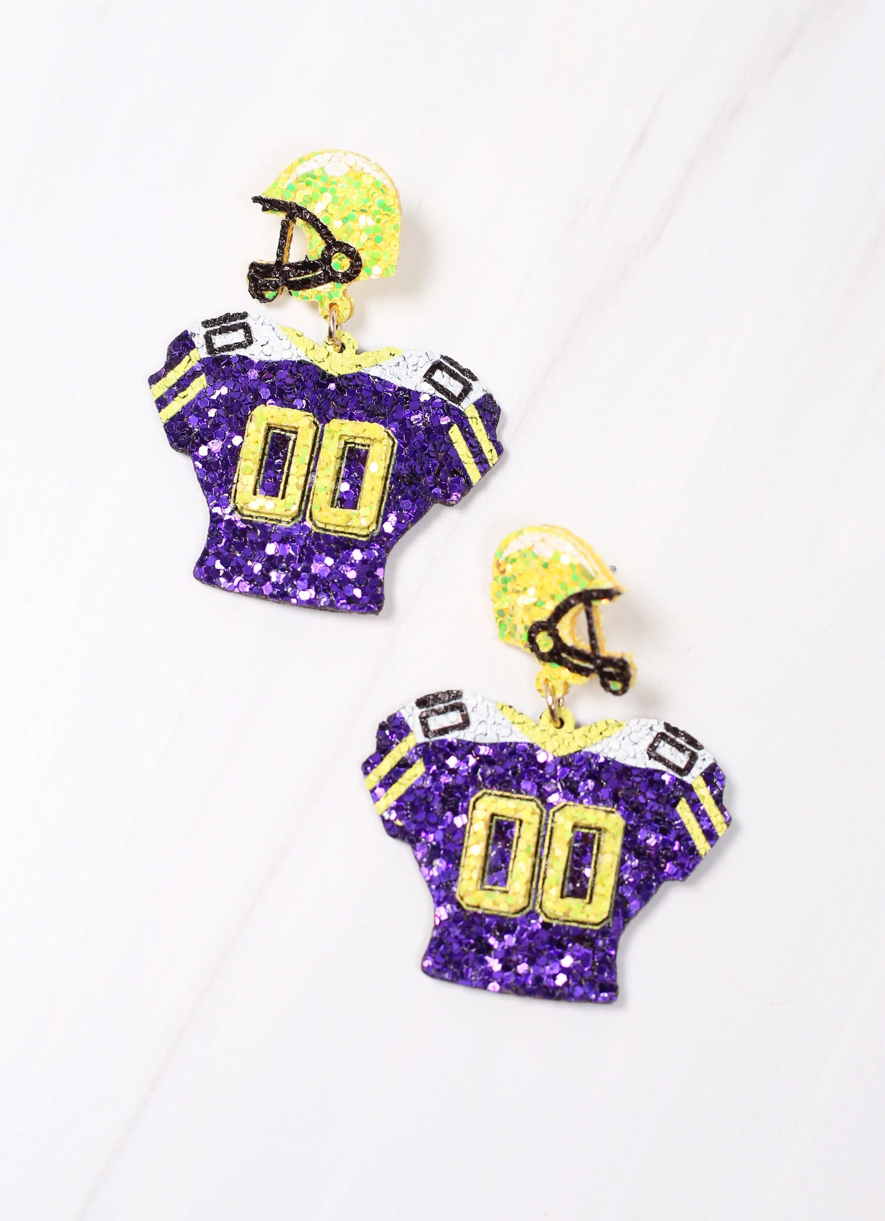 Gear Up Jersey Earring PURPLE YELLOW