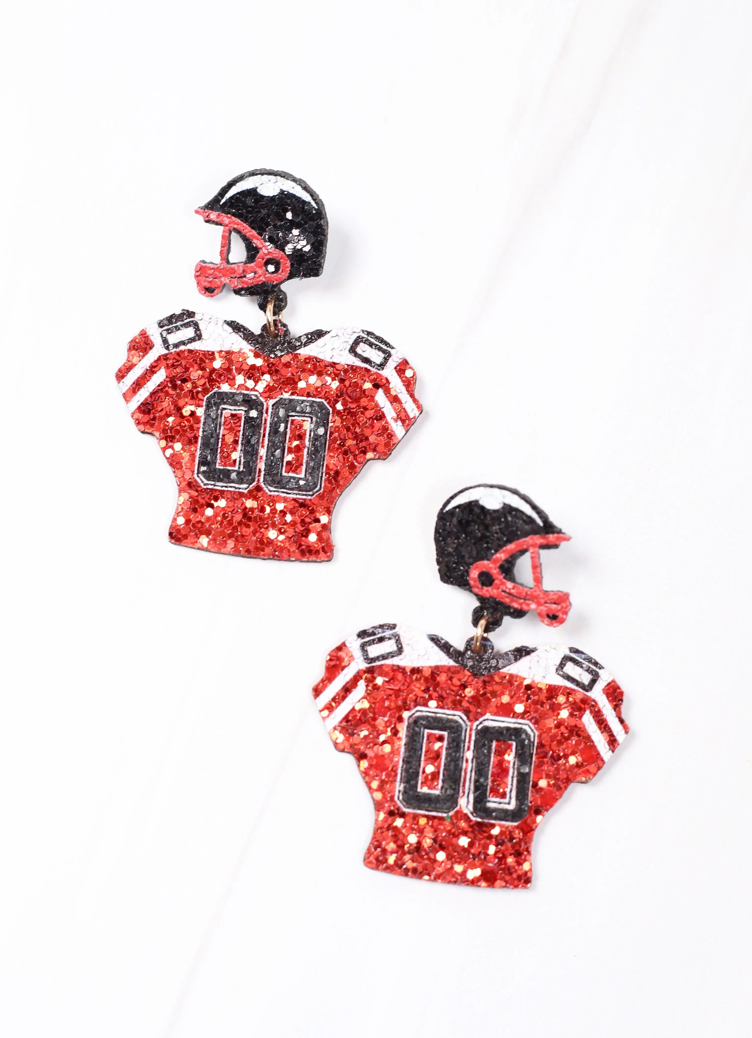 Gear Up Jersey Earring RED BLACK