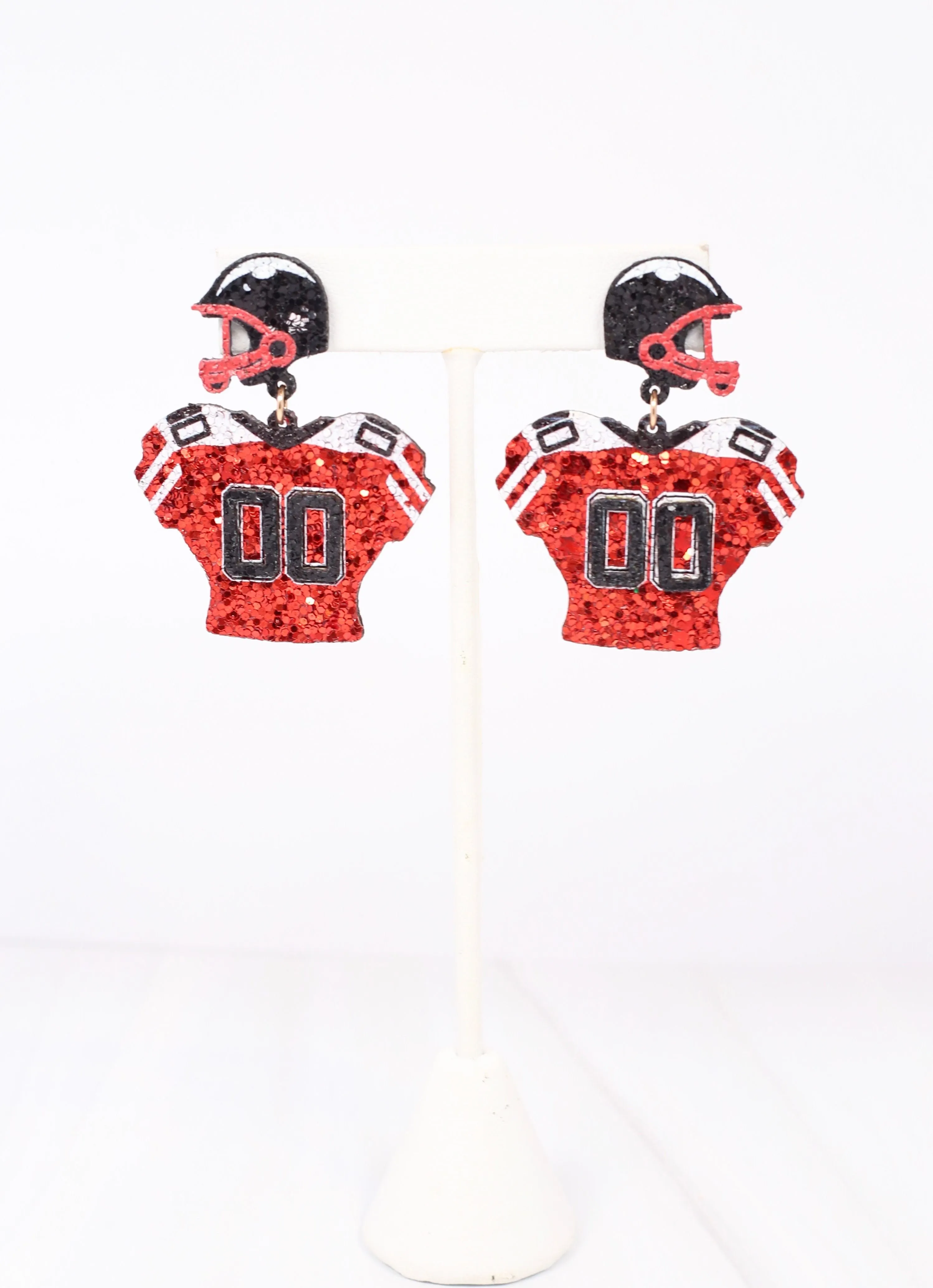 Gear Up Jersey Earring RED BLACK