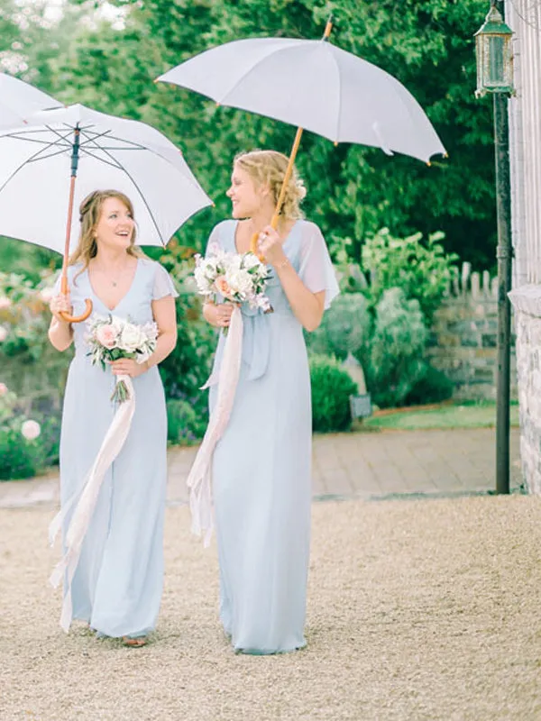 Gogerous V-neck Chiffon Floor-length Long Bridesmaid Dresses.DB10630