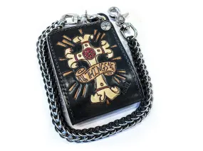 Hand Stained Bifold Leather Chain Wallet - All Things New