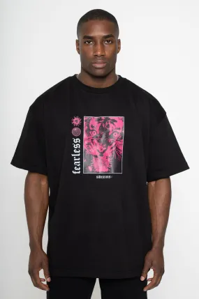 HEAVY FEARLESS MAGENTA/BLACK TEE