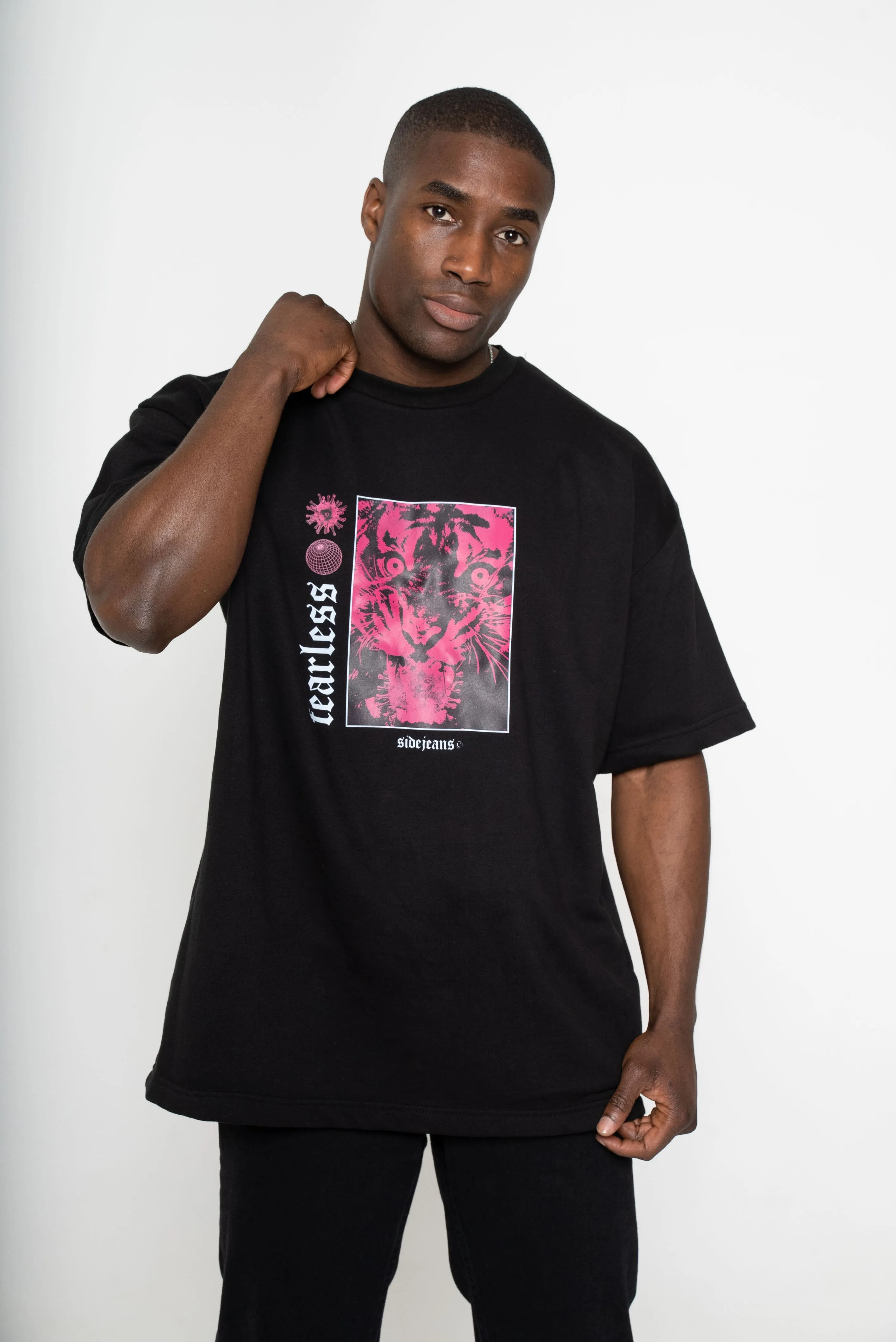 HEAVY FEARLESS MAGENTA/BLACK TEE