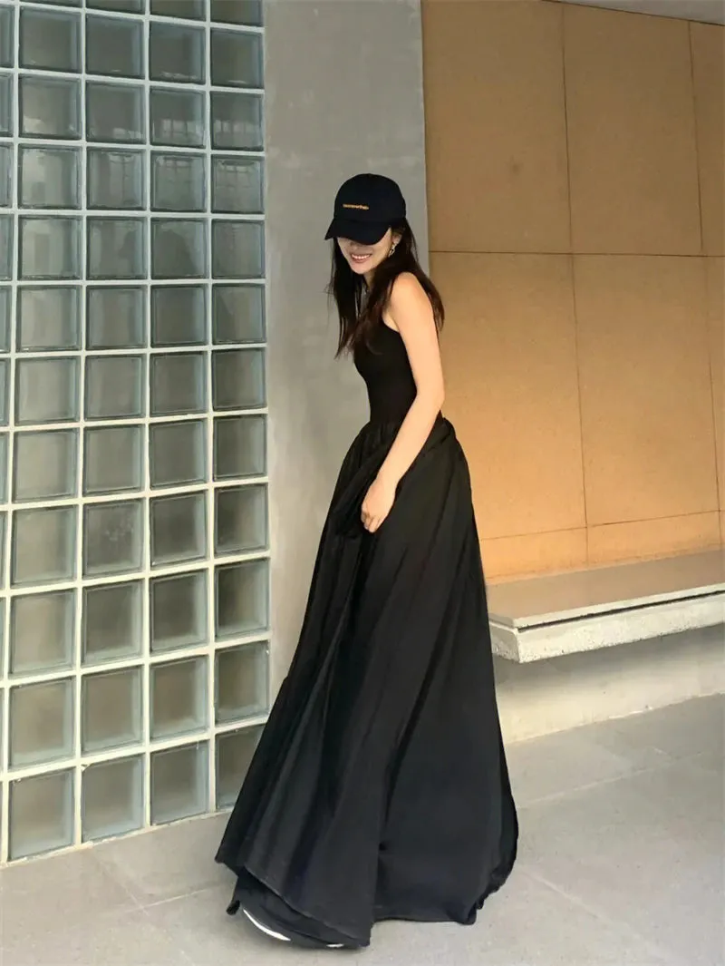 High Waist Sleeveless Maxi Dress Women With Slim A-Line