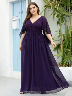 Long Chiffon Flowing Gown Plus Size 20 Style 64000