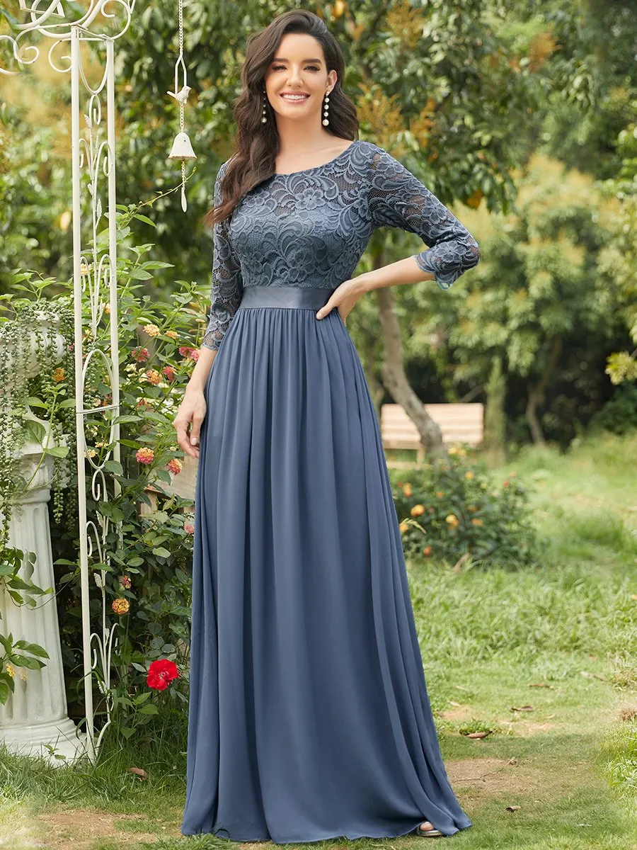 Long Sleeved Lace/Chiffon Gown Plus  Size 24 Style 12074N