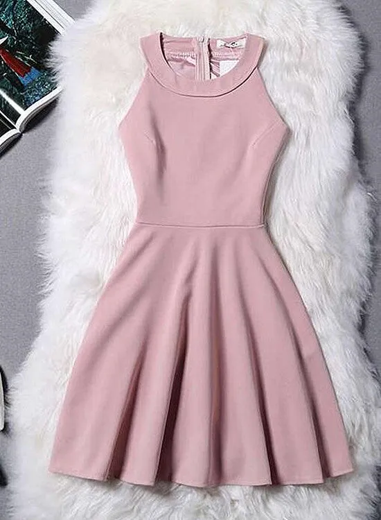 Lovely Pink Halter Chiffon Short Party Dress, Homecoming Dresses