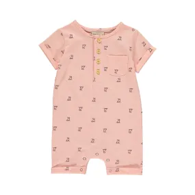 Me & Henry Martingale Henley Henry Romper - Peach