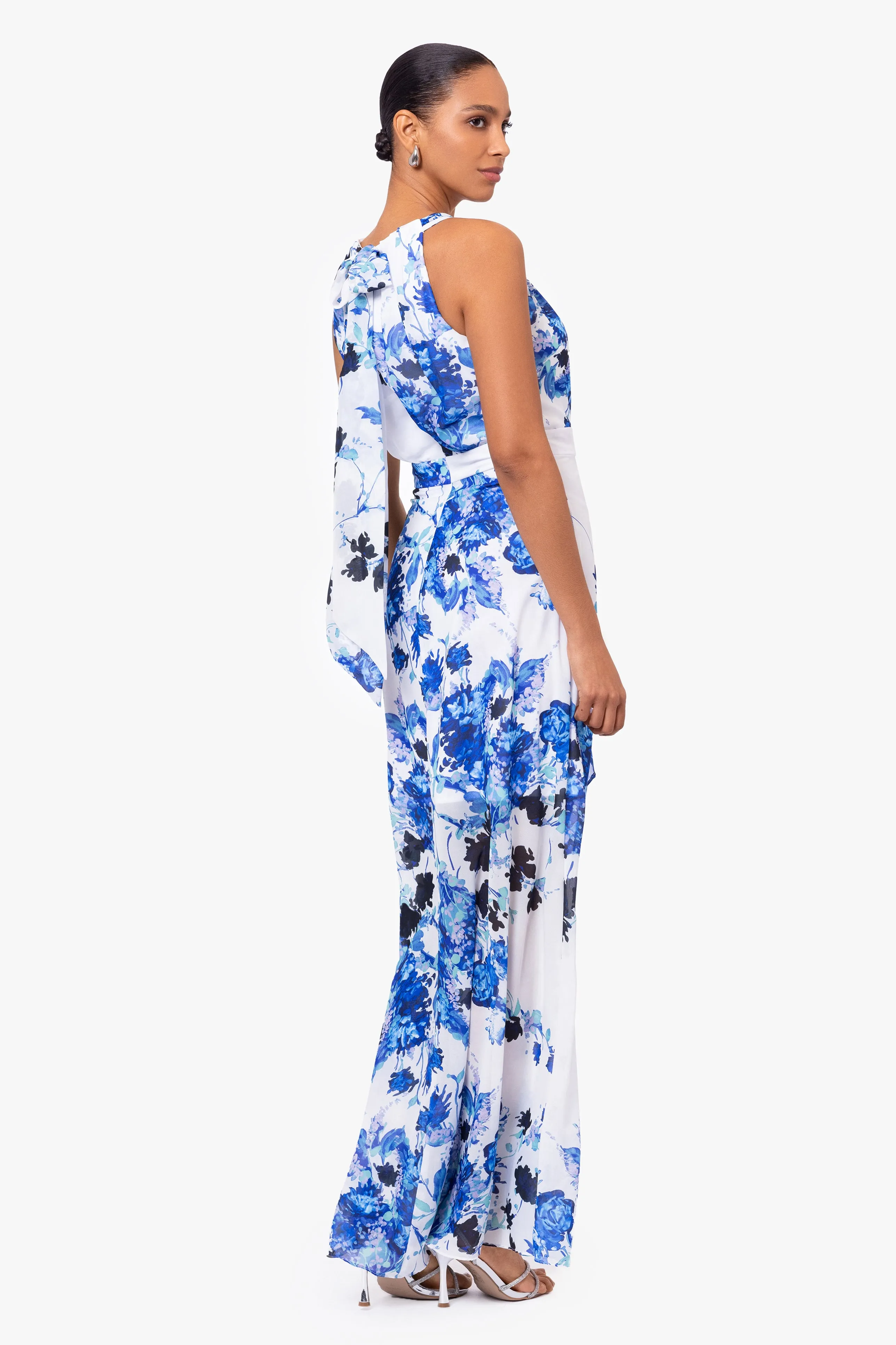 Melanie Chiffon Print Floor Length Dress