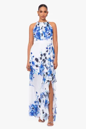 Melanie Chiffon Print Floor Length Dress