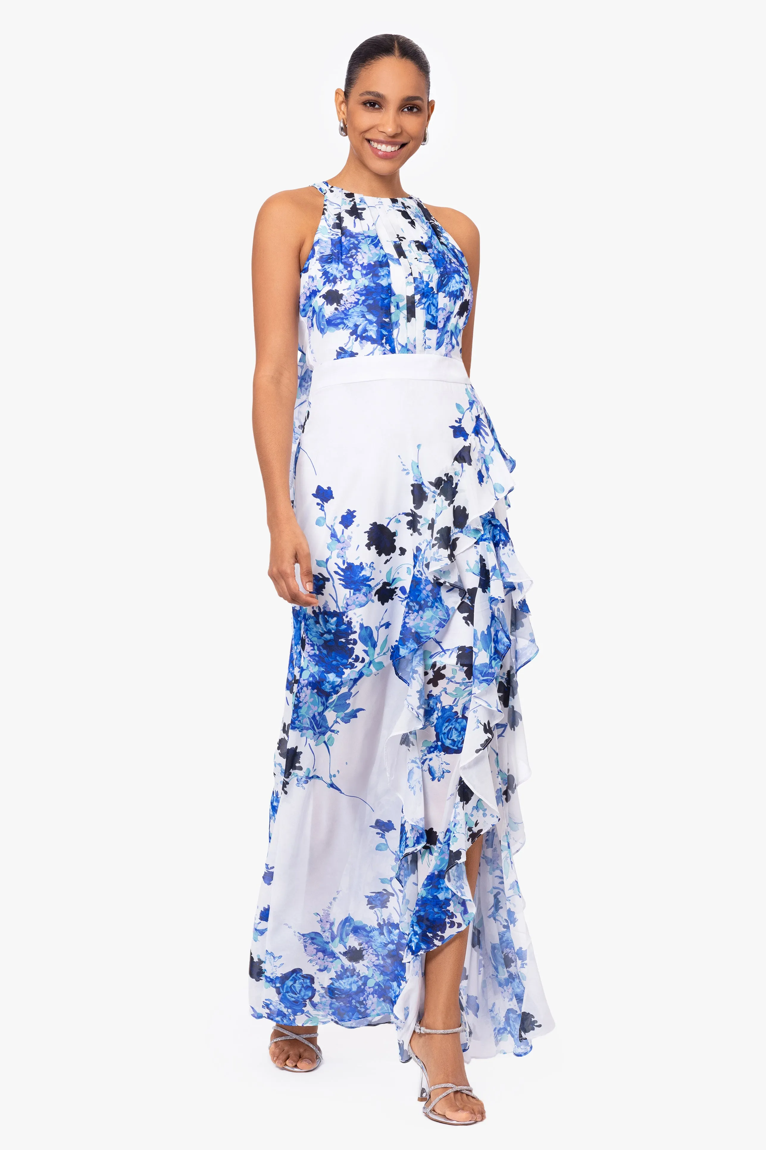 Melanie Chiffon Print Floor Length Dress