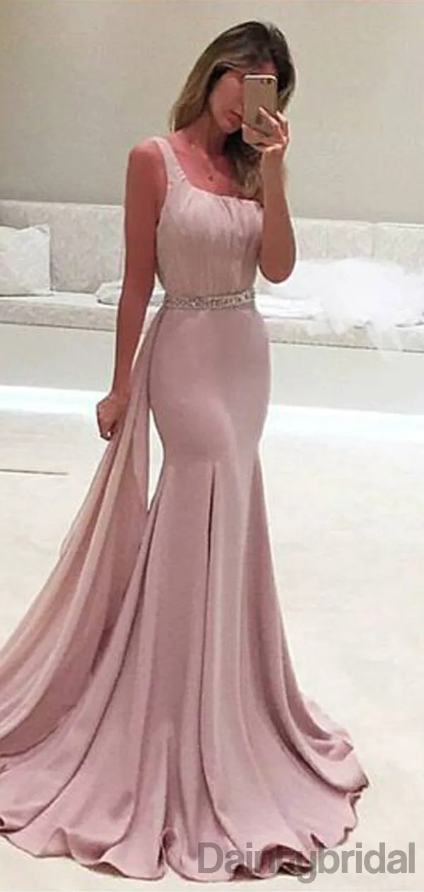 Mermaid Asymmetric Sleeveless Long Prom Dresses With Train.DB10165