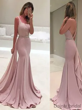 Mermaid Asymmetric Sleeveless Long Prom Dresses With Train.DB10165