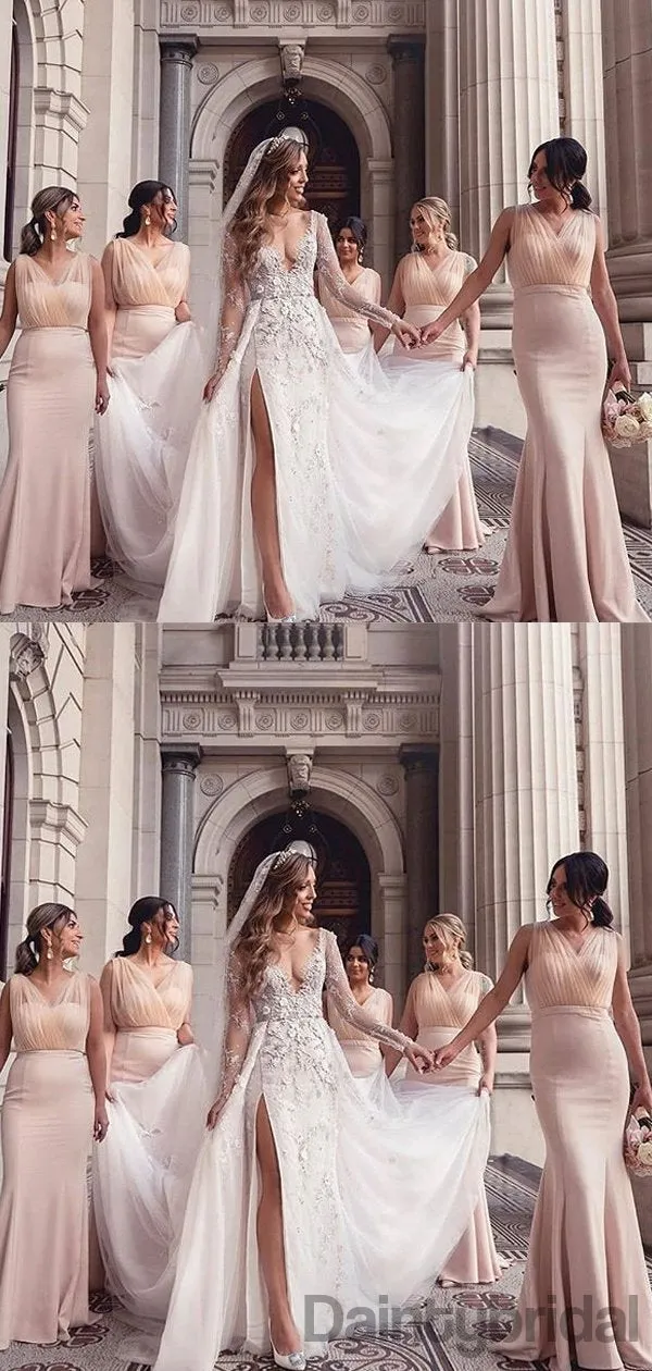 Mermaid Floor Length Satin Bridesmaid Dresses.DB10330