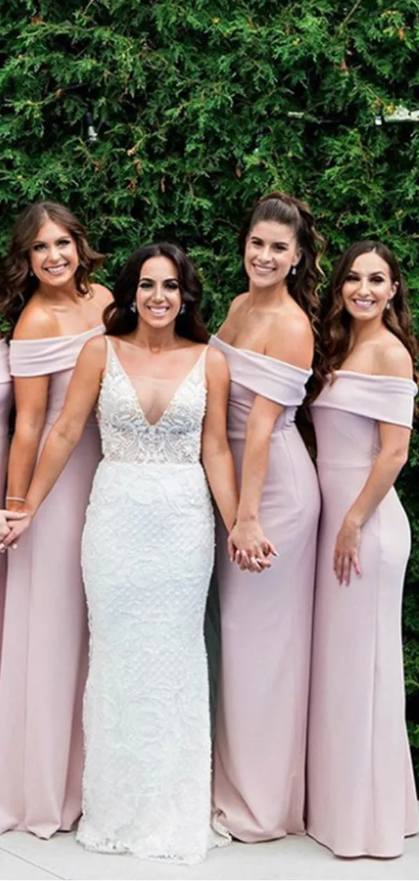 Mermaid Off-shoulder Floor Length Bridesmaid Dresses.DB10241