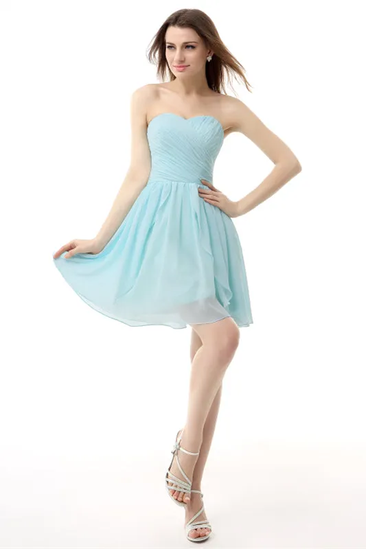 Mint Green Pleated Lace Short Homecoming Dresses