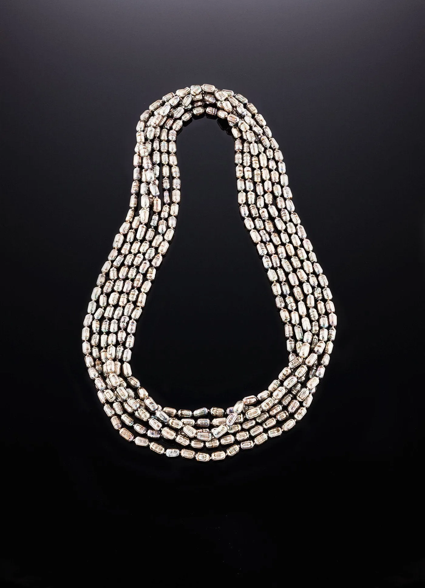 Mother of Pearl Necklace Set, Five Strands