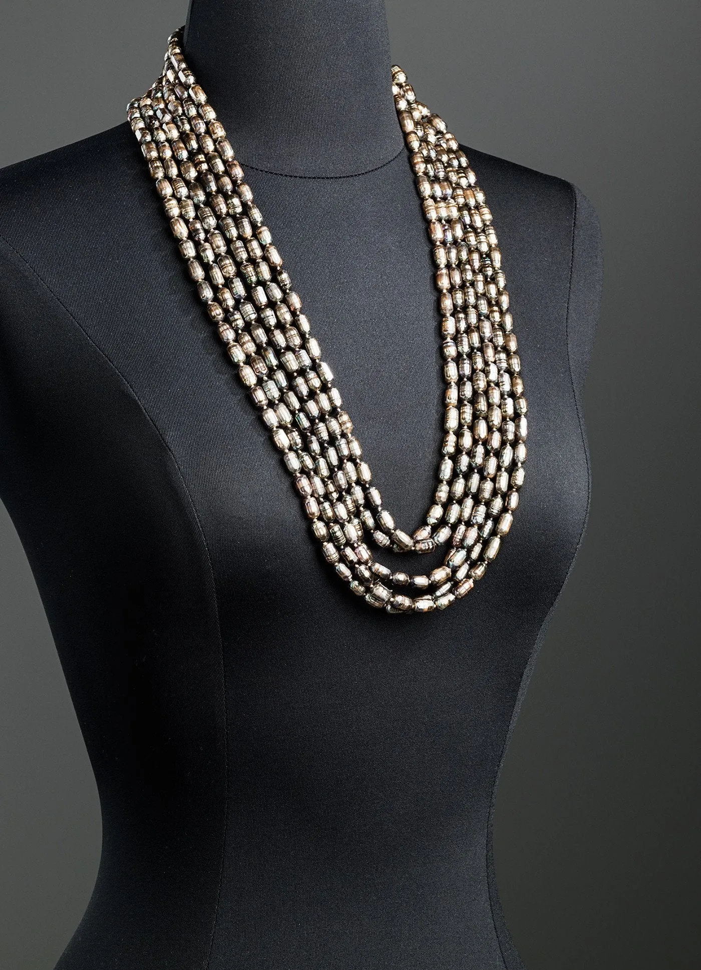 Mother of Pearl Necklace Set, Five Strands