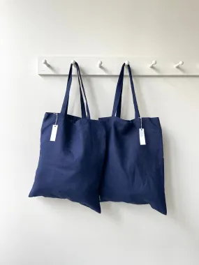 Navy Linen Tote