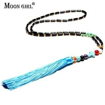 New stylish Natural Cross Stone Handmade Tassel Necklaces