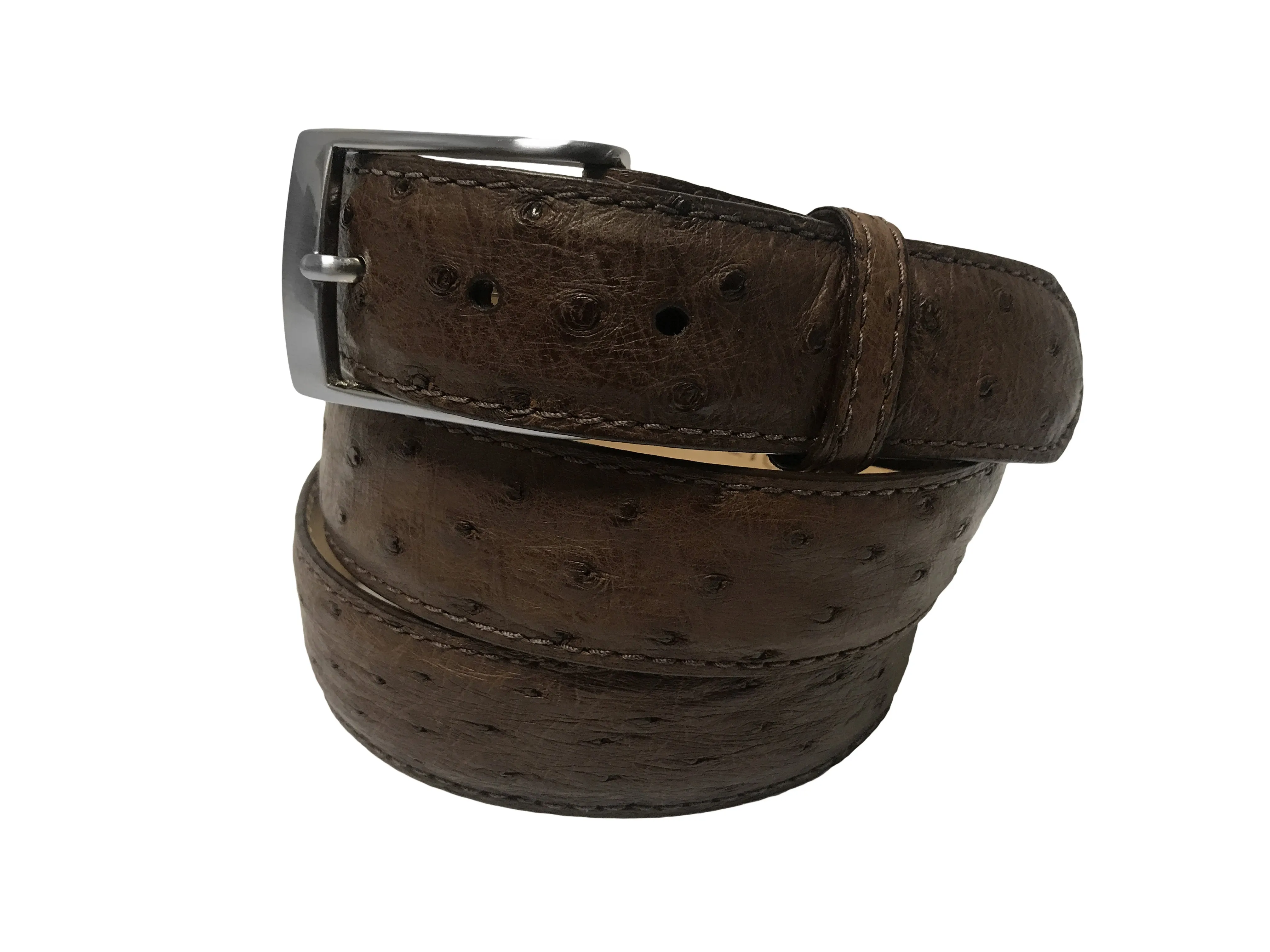 Ostrich Skin Belt Brown