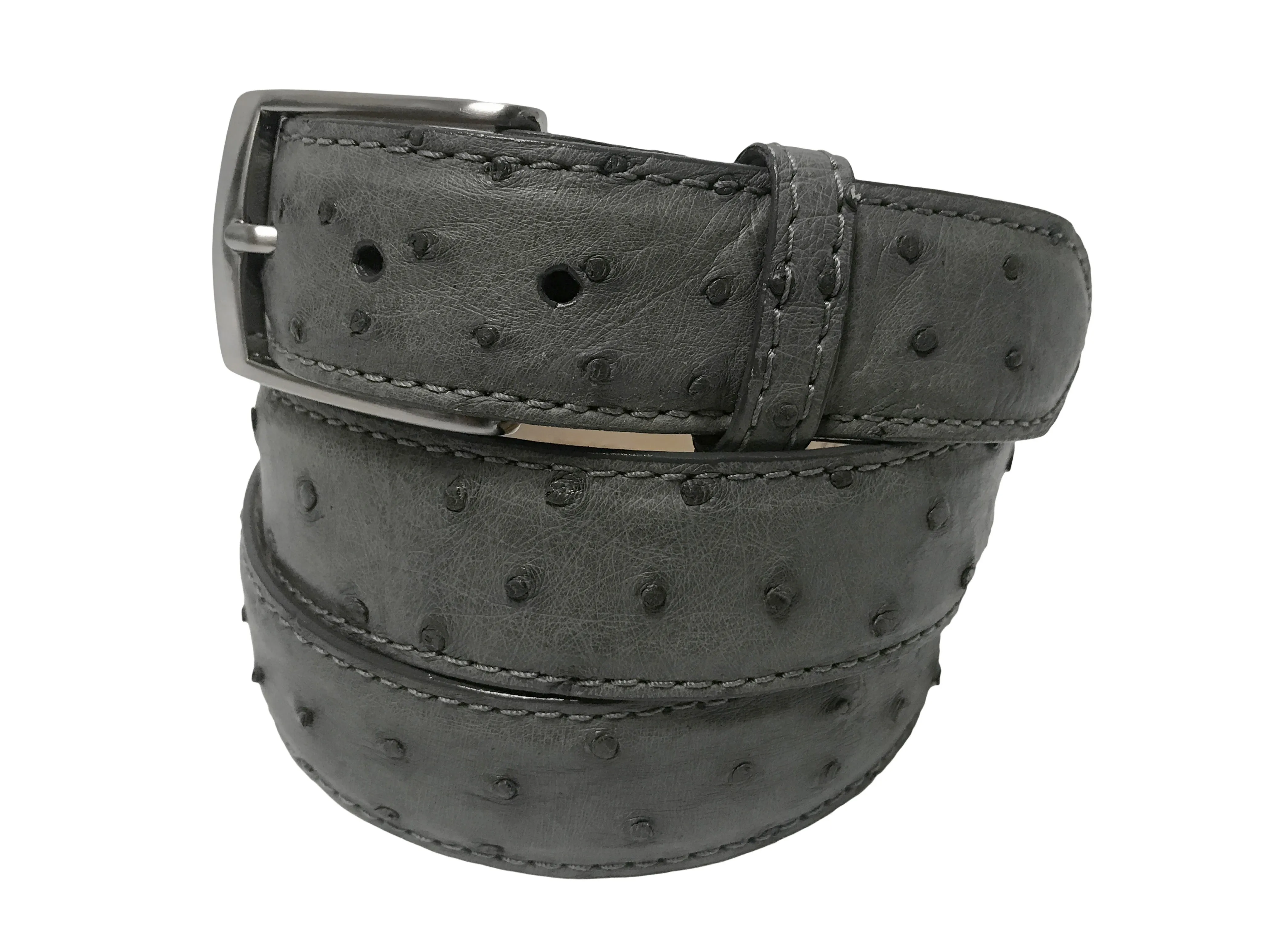 Ostrich Skin Belt Gray