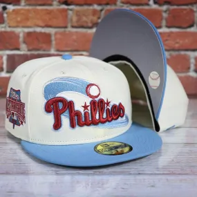 Philadelphia Phillies Cooperstown Script Wordmark 1996 All Star Side Patch Grey UV 59Fifty Fitted Cap | Chrome/Powder Blue Cap S