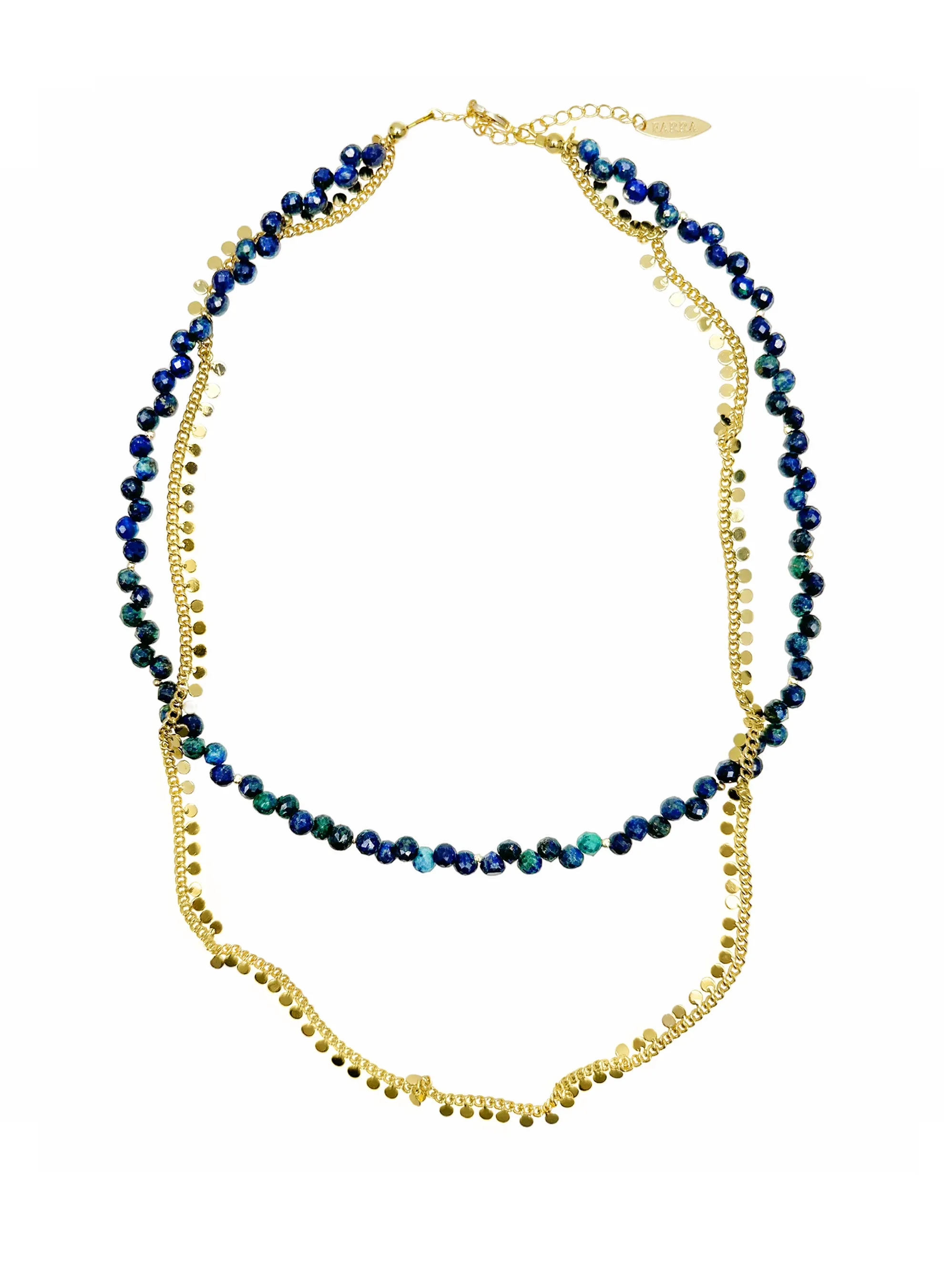 Phoenix Lapis with Chain Double Layers Necklace LN037