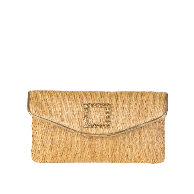 POCHETTE BUSTA MINI RAFFIA Woman Walnut