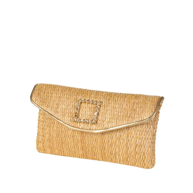 POCHETTE BUSTA MINI RAFFIA Woman Walnut