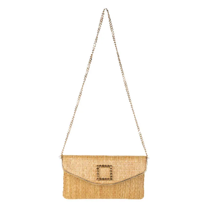 POCHETTE BUSTA MINI RAFFIA Woman Walnut