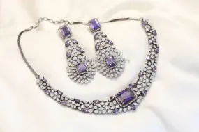 Premium Nano CZ Necklace Set - Purple