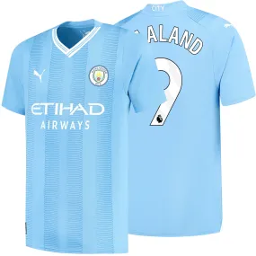 PUMA Men's Manchester City 2023/24 Home Jersey w/ Haaland #9 Printing