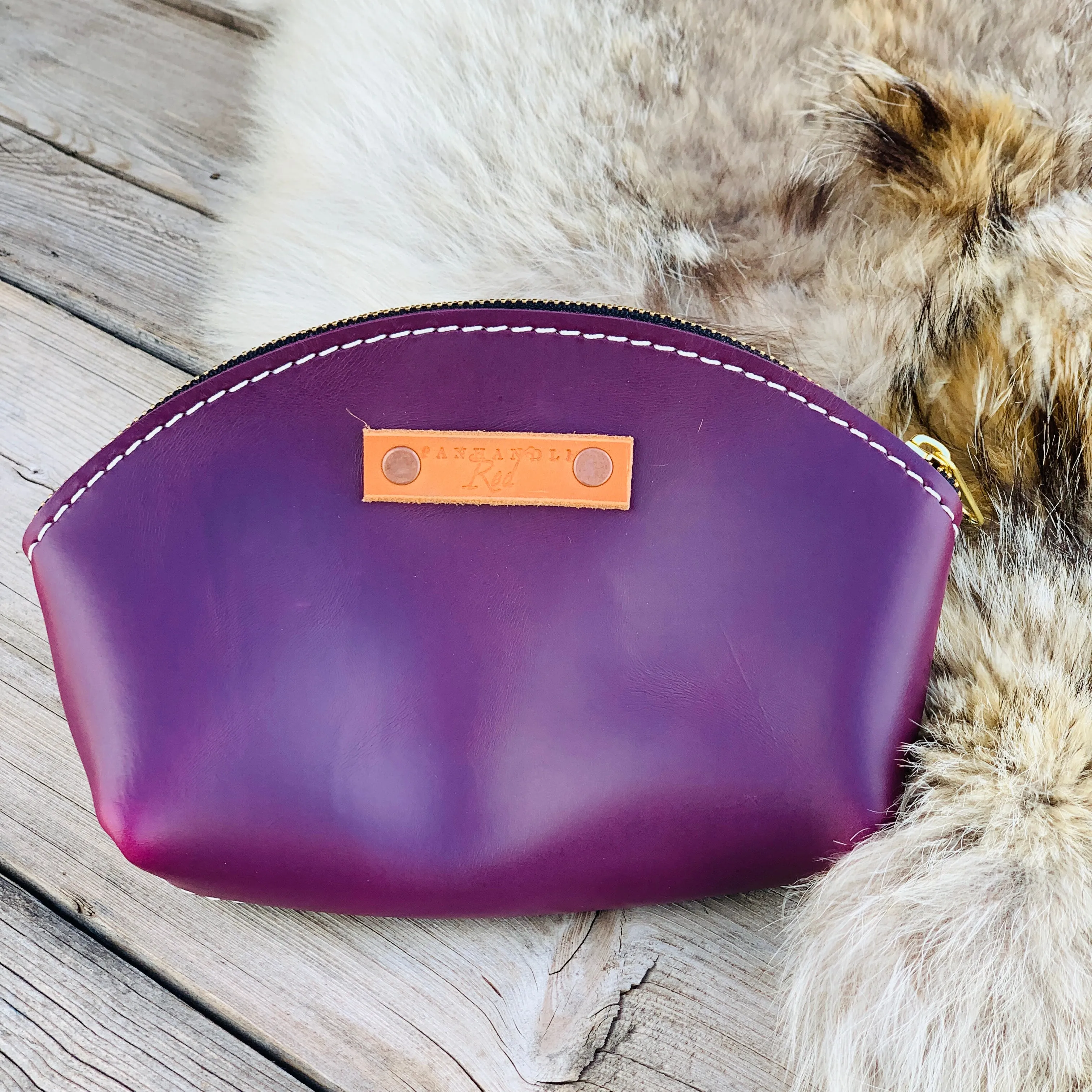 Purple Leather Clutch Purse