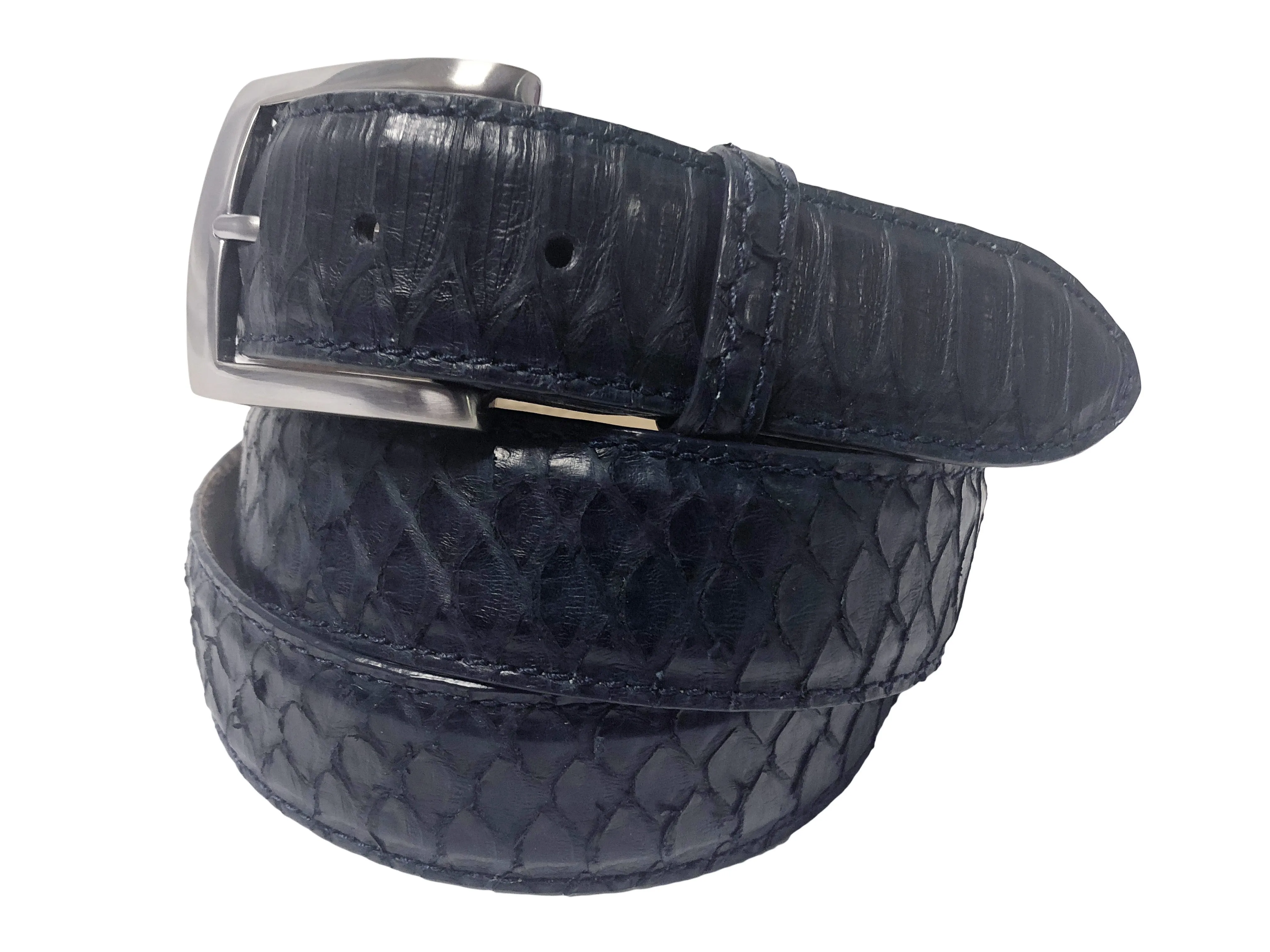 Python Skin Belt Navy