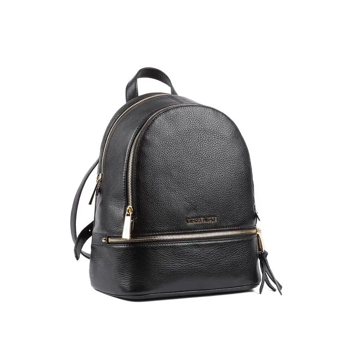 RHEA PEBBLE LEATHER BACKPACK Woman Black