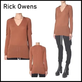 RICK OWENS  |Wool V-Neck Long Sleeves Party Style Elegant Style