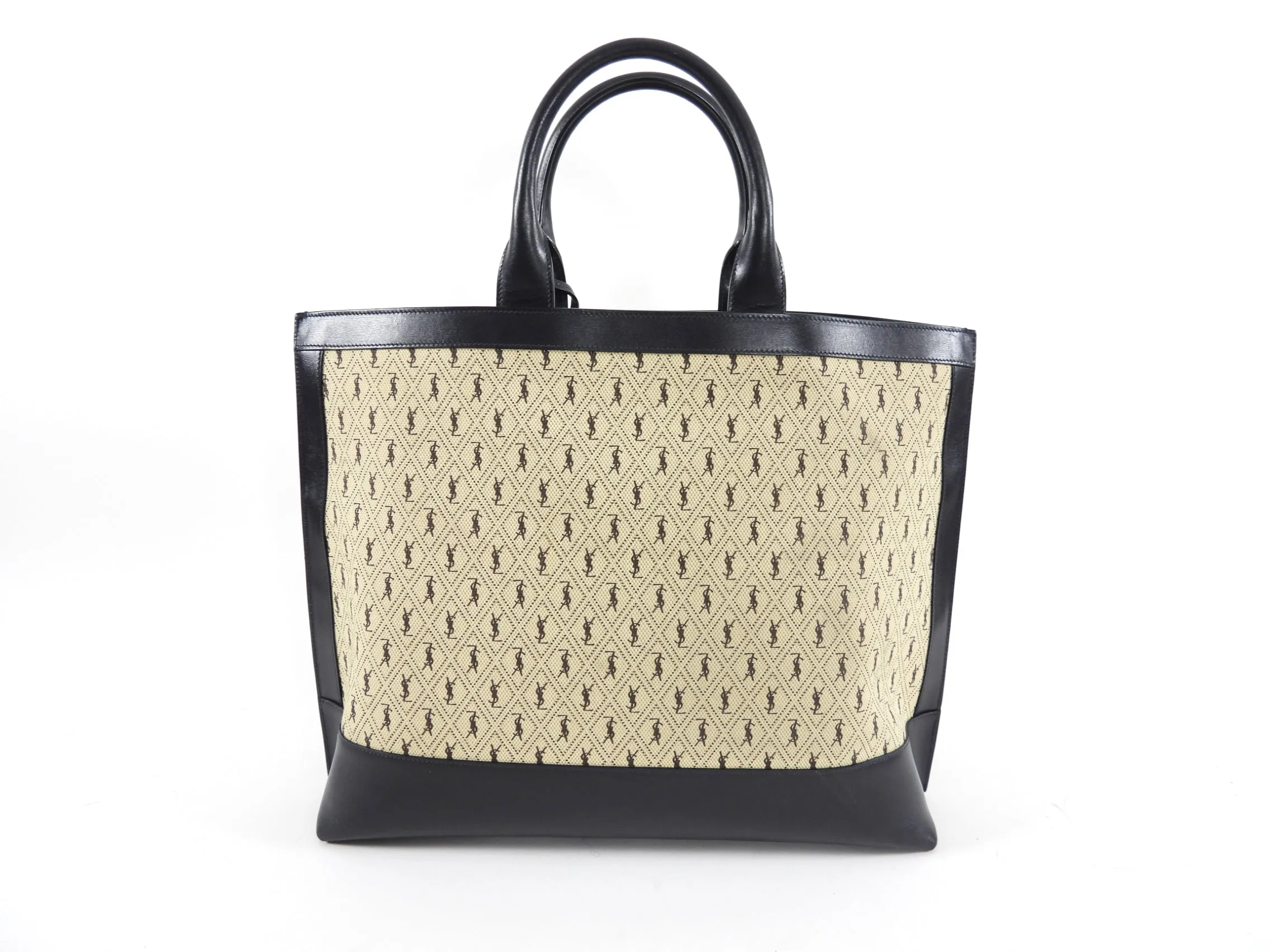 Saint Laurent Monogram Canvas and Leather Tote Bag