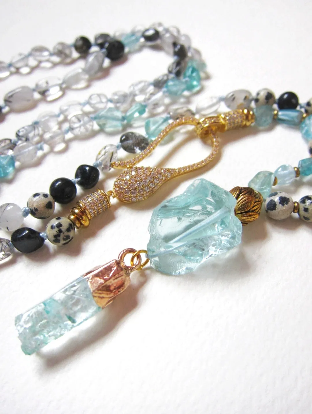 SALE - Apatite, Jasper, Tourmalinated Quartz Pendant Necklace