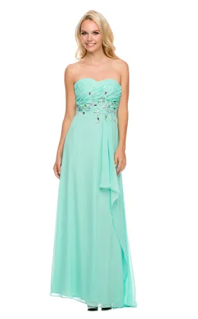 SALE Strapless Beaded Chiffon Long Gown Size L Style 2730