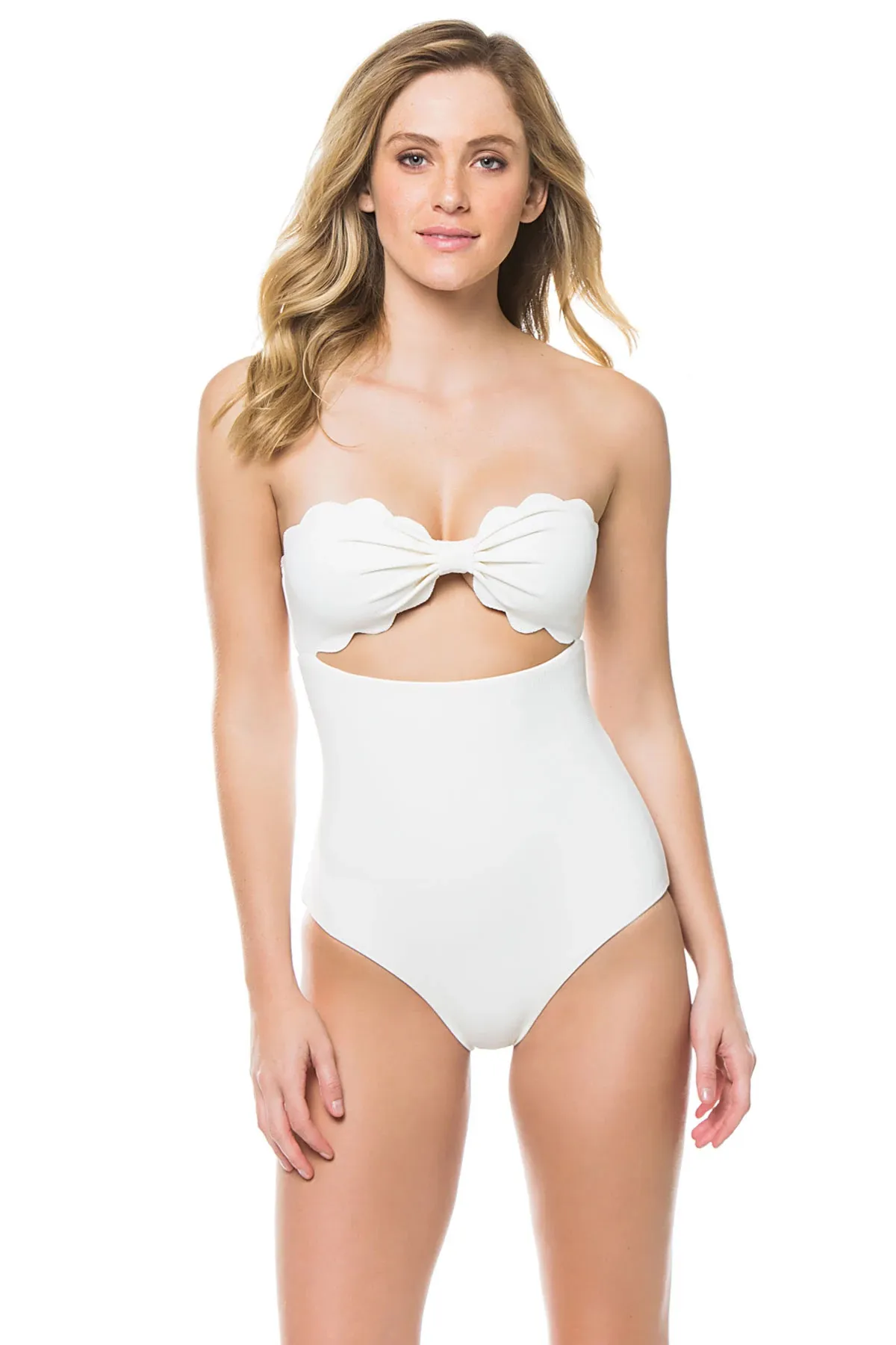 Scallop Bandeau One Piece Swimsuit