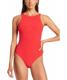 Seafolly High Neck One Piece Swimsuit In Chilli