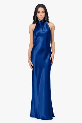 Shannon Halter Necktie Floor Length Dress