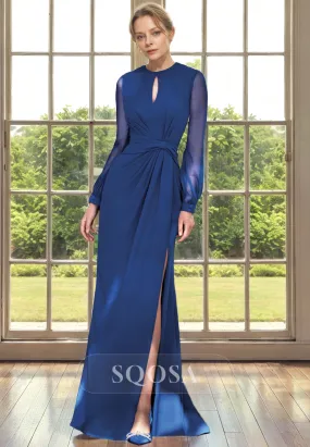 Sheath Bateau Chiffon Long Sleeves Mother of the Bride Dress Elegant Cocktail Dress