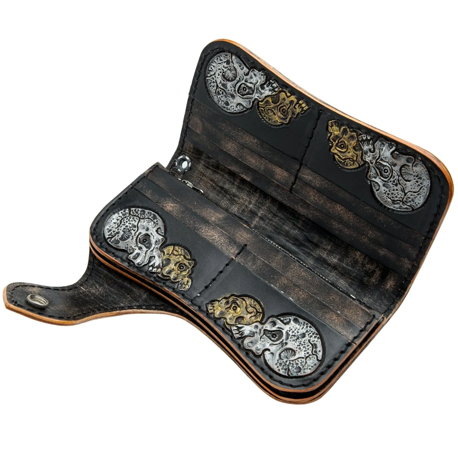 Skeleton Skull Genuine Leather Biker Wallet